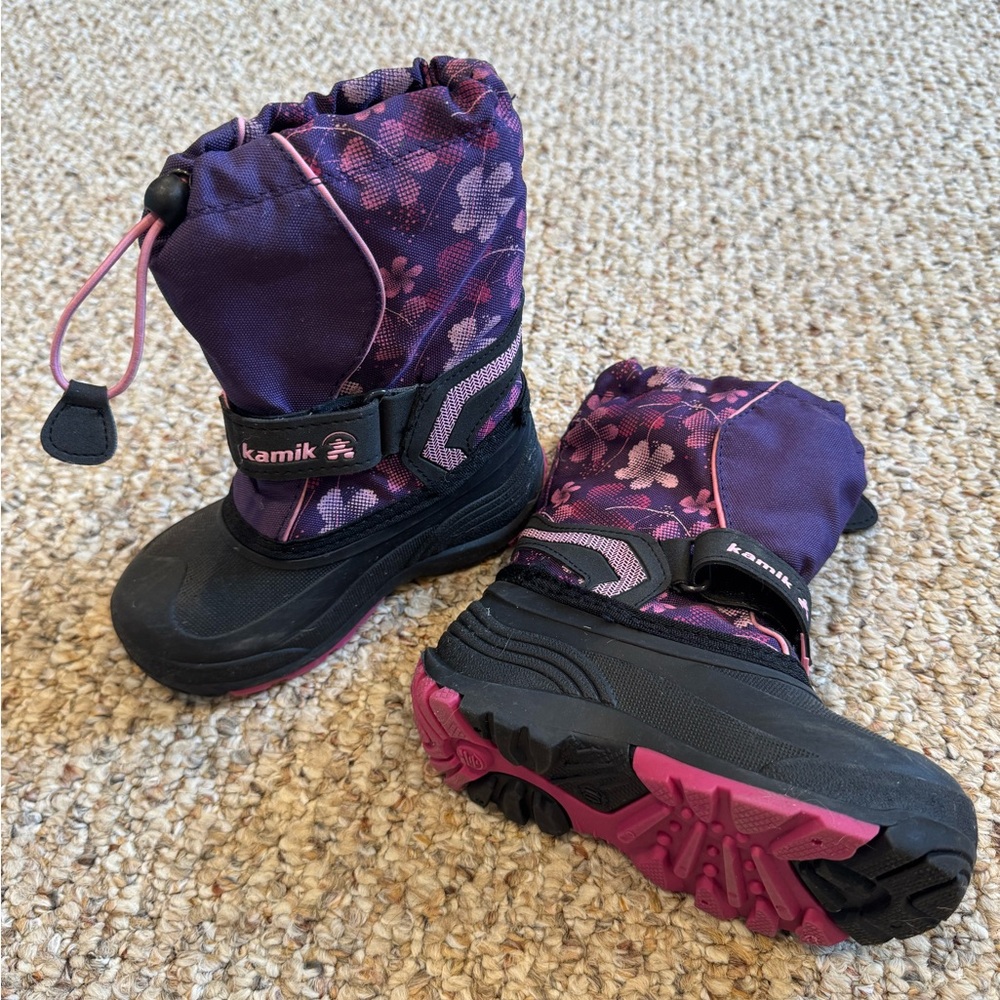 Kamik Kids' Floral Purple and Pink Snow Boots
